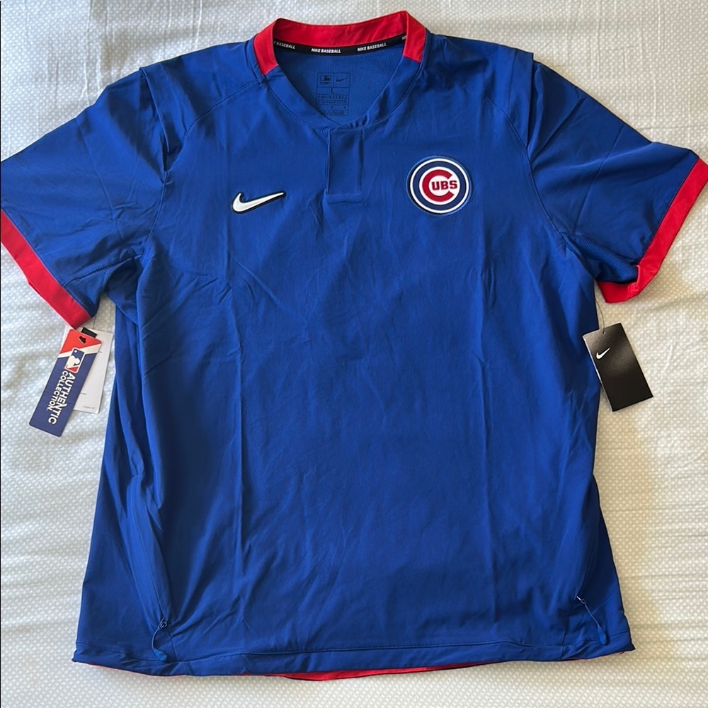 Nike Men's Blue and Red Cubs BP Top